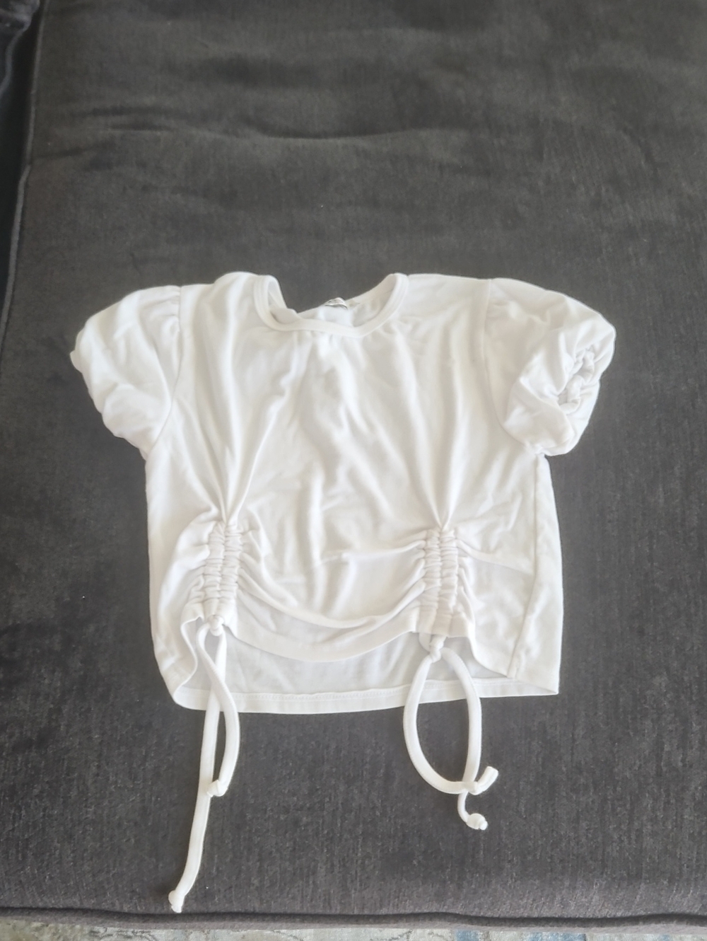 T2 Love Kids White Short Sleeve Ruched Tee
